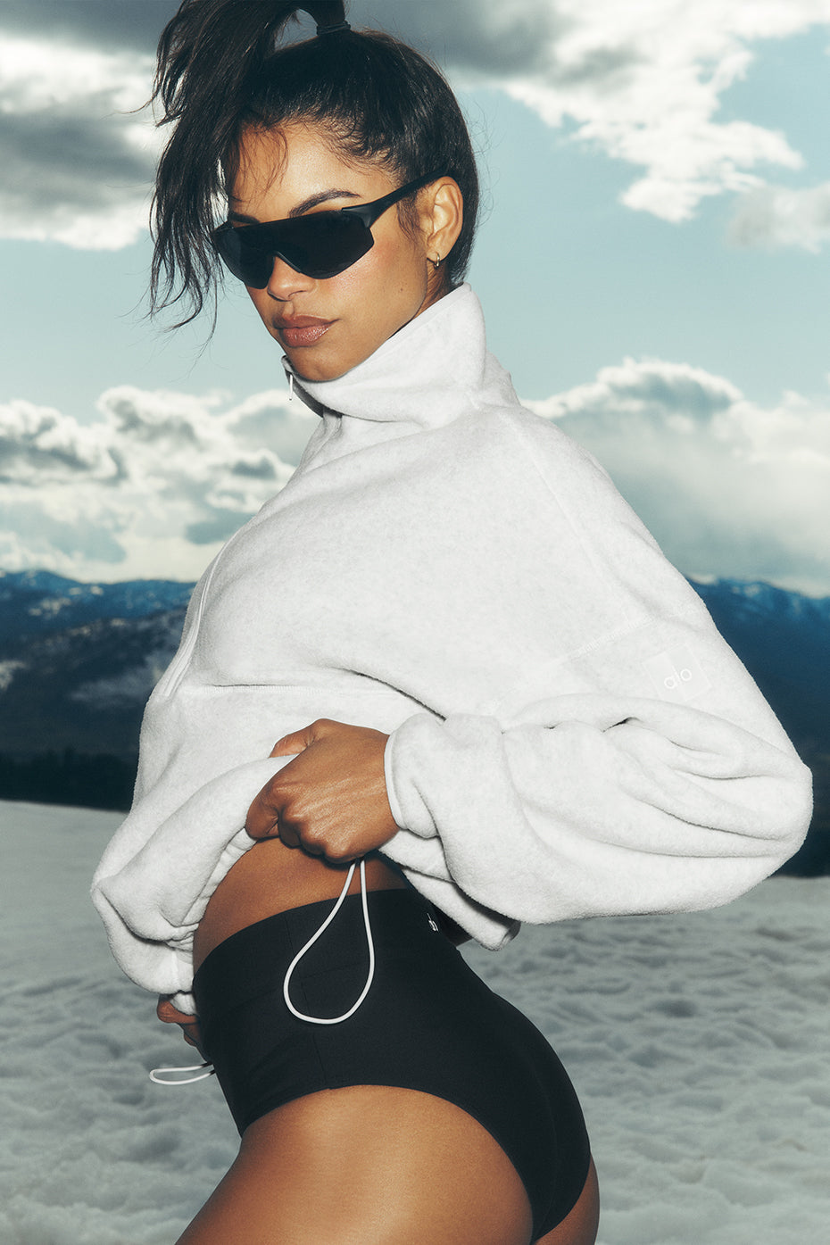 Polar Fleece Retreat Cover Up - White Heather Grey