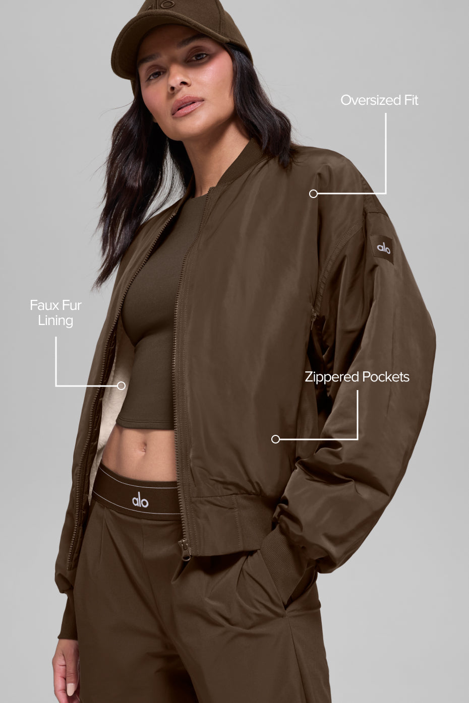 Faux Fur Urbanite Bomber - Espresso/Ivory