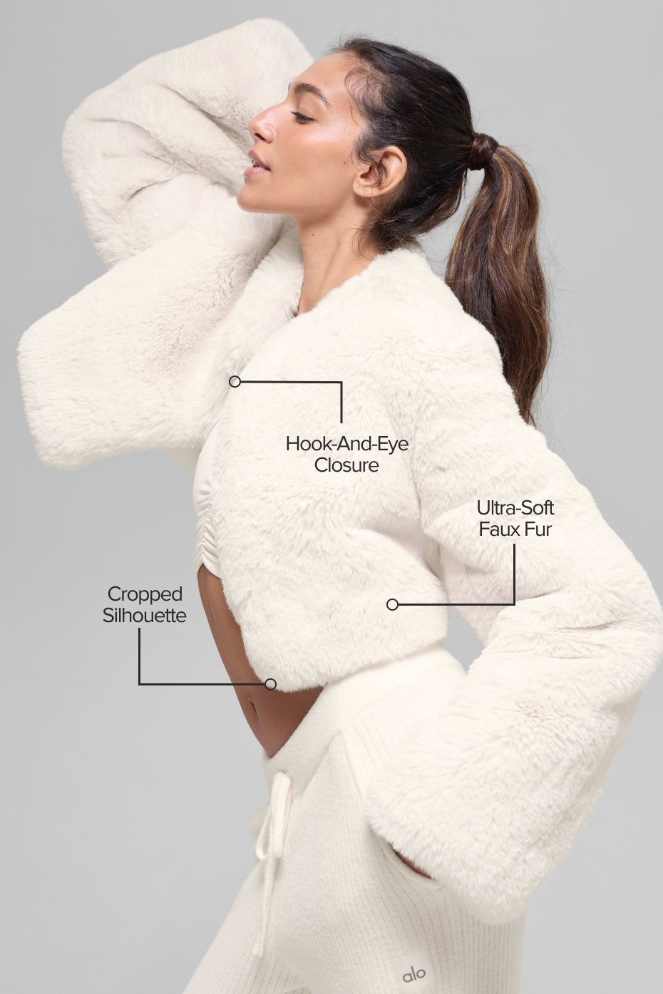 Faux Fur Chic Cropped Jacket - Ivory